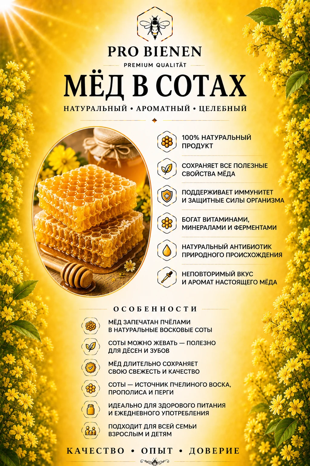 Описание: Мёд в сотах